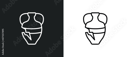archaeological line icon in white and black colors. archaeological flat vector icon from archaeological collection for web  mobile apps and ui.