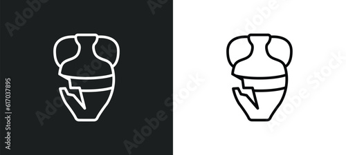 archaeological line icon in white and black colors. archaeological flat vector icon from archaeological collection for web, mobile apps and ui.