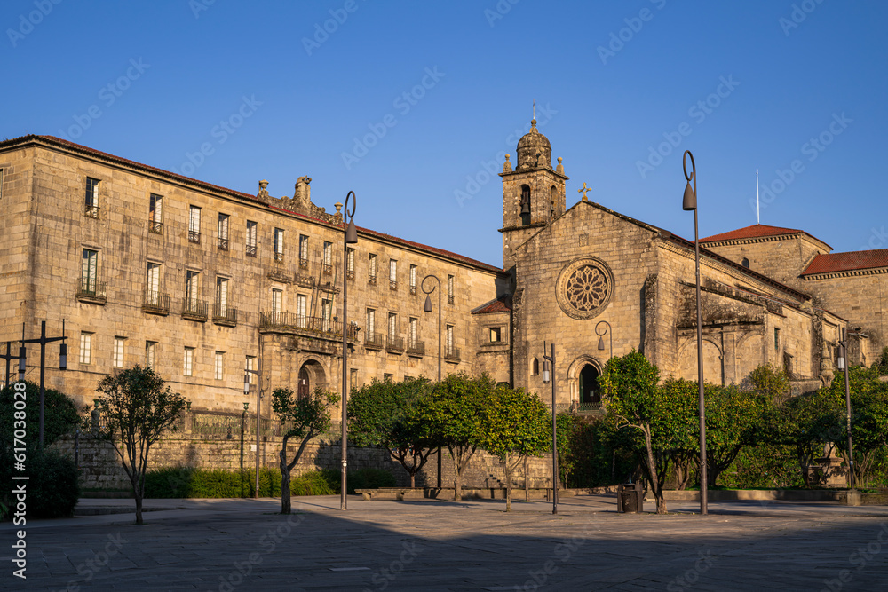 View of the convent of San Francisco in one of the most important squares in the city. Photograph taken in Pontevedra, Spain.
