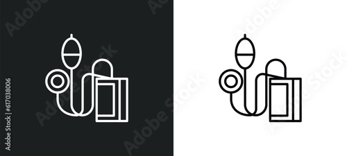 sphygmomanometer line icon in white and black colors. sphygmomanometer flat vector icon from sphygmomanometer collection for web, mobile apps and ui.