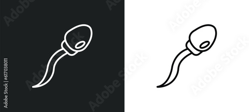 sperm line icon in white and black colors. sperm flat vector icon from sperm collection for web, mobile apps and ui.