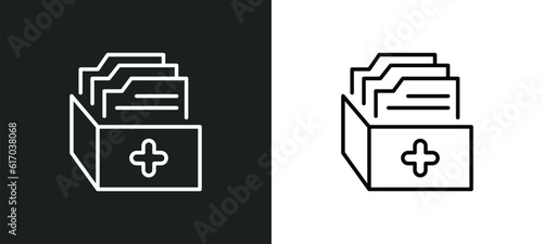 medical file line icon in white and black colors. medical file flat vector icon from medical file collection for web, mobile apps and ui.