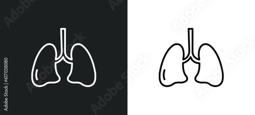 lung line icon in white and black colors. lung flat vector icon from lung collection for web, mobile apps and ui.