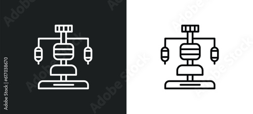 gym station line icon in white and black colors. gym station flat vector icon from gym station collection for web, mobile apps and ui.