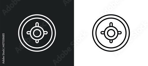 weight plates line icon in white and black colors. weight plates flat vector icon from weight plates collection for web, mobile apps and ui.