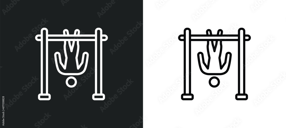 bar exercising line icon in white and black colors. bar exercising flat vector icon from bar exercising collection for web, mobile apps and ui.