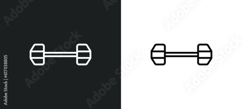 dumbbells exercise line icon in white and black colors. dumbbells exercise flat vector icon from dumbbells exercise collection for web, mobile apps and ui.