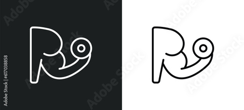lifting dumbbells line icon in white and black colors. lifting dumbbells flat vector icon from lifting dumbbells collection for web, mobile apps and ui.