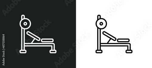 barbell bench press line icon in white and black colors. barbell bench press flat vector icon from barbell bench press collection for web, mobile apps and ui.
