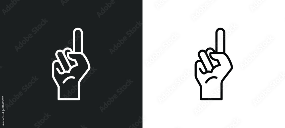 Obraz premium finger up line icon in white and black colors. finger up flat vector icon from finger up collection for web, mobile apps and ui.