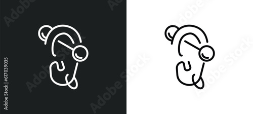 piercings line icon in white and black colors. piercings flat vector icon from piercings collection for web, mobile apps and ui.