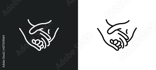 holding hands line icon in white and black colors. holding hands flat vector icon from holding hands collection for web, mobile apps and ui.