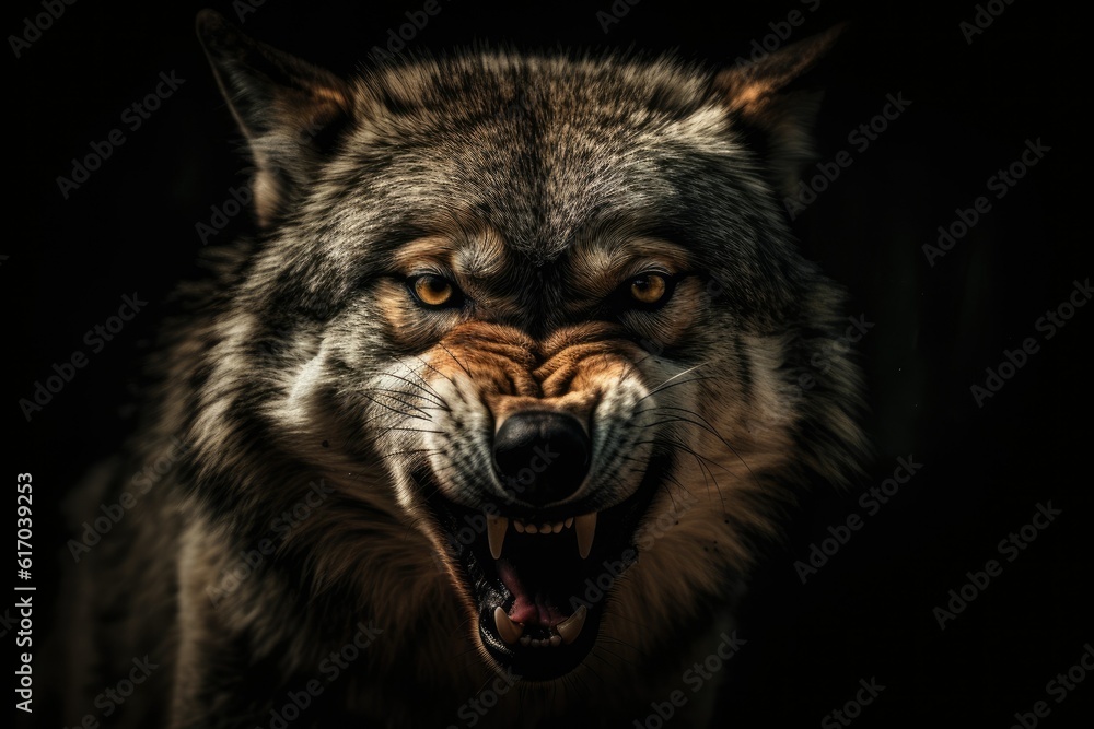 Brown wolf grins at the pack Brown wolf grins at the pack