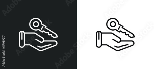 hanging over the key line icon in white and black colors. hanging over the key flat vector icon from hanging over the key collection for web, mobile apps and ui.