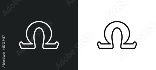 omega line icon in white and black colors. omega flat vector icon from omega collection for web, mobile apps and ui.