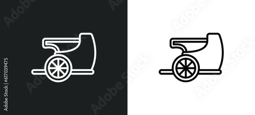 chariot line icon in white and black colors. chariot flat vector icon from chariot collection for web, mobile apps and ui.