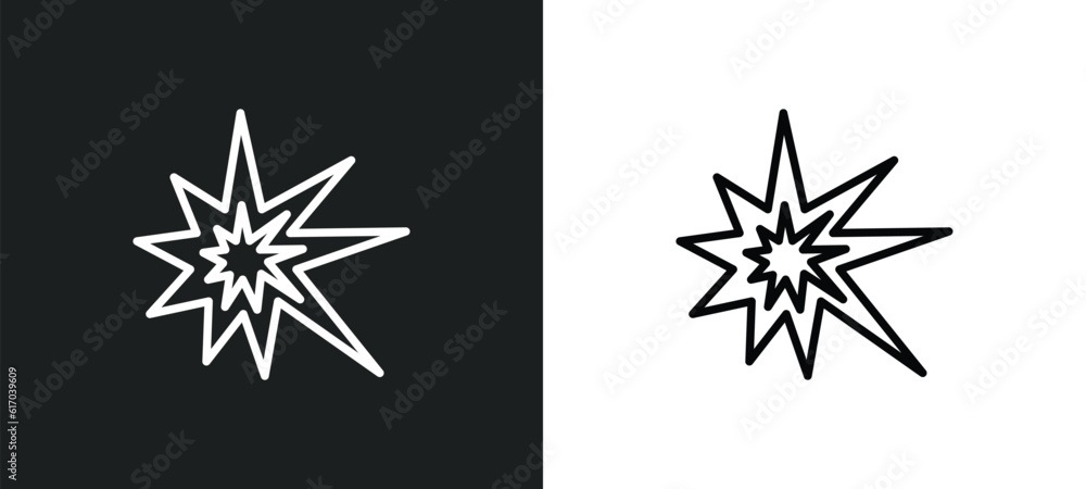 Obraz premium explode line icon in white and black colors. explode flat vector icon from explode collection for web, mobile apps and ui.