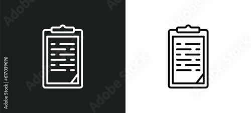 paste clipboard line icon in white and black colors. paste clipboard flat vector icon from paste clipboard collection for web, mobile apps and ui.