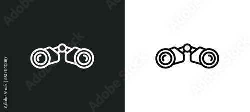 binocular line icon in white and black colors. binocular flat vector icon from binocular collection for web, mobile apps and ui. photo