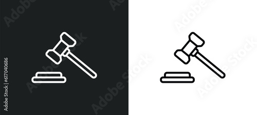 auction line icon in white and black colors. auction flat vector icon from auction collection for web, mobile apps and ui.