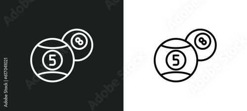 billiard ball line icon in white and black colors. billiard ball flat vector icon from billiard ball collection for web, mobile apps and ui.