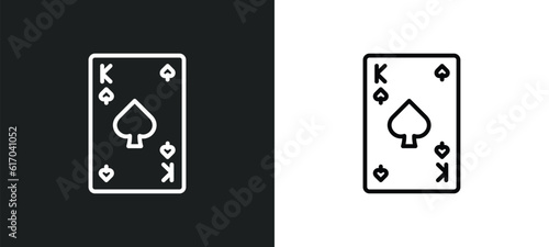 king of spades line icon in white and black colors. king of spades flat vector icon from king of spades collection for web, mobile apps and ui.