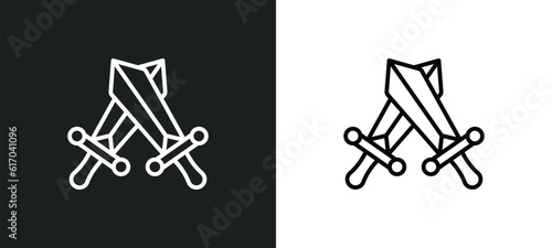 role playing game line icon in white and black colors. role playing game flat vector icon from role playing game collection for web, mobile apps and ui.