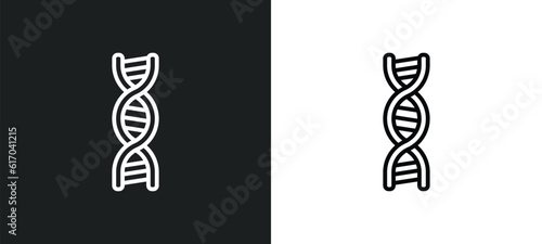 dna structure line icon in white and black colors. dna structure flat vector icon from dna structure collection for web, mobile apps and ui.