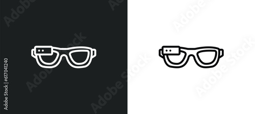 ar glasses line icon in white and black colors. ar glasses flat vector icon from ar glasses collection for web, mobile apps and ui.