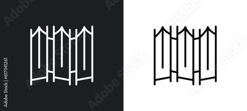 folding screen line icon in white and black colors. folding screen flat vector icon from folding screen collection for web, mobile apps and ui.