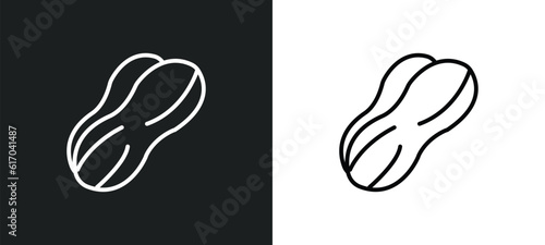 peanut line icon in white and black colors. peanut flat vector icon from peanut collection for web, mobile apps and ui.