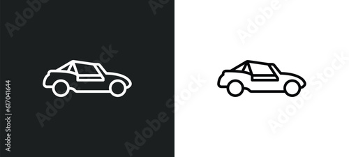 buggy line icon in white and black colors. buggy flat vector icon from buggy collection for web, mobile apps and ui.