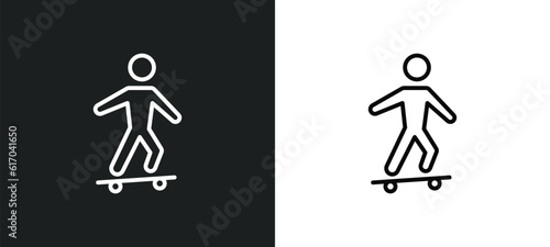 skateboarding line icon in white and black colors. skateboarding flat vector icon from skateboarding collection for web, mobile apps and ui.