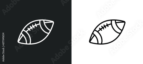 rugby ball line icon in white and black colors. rugby ball flat vector icon from rugby ball collection for web, mobile apps and ui.
