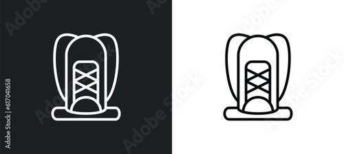 hiking line icon in white and black colors. hiking flat vector icon from hiking collection for web, mobile apps and ui.
