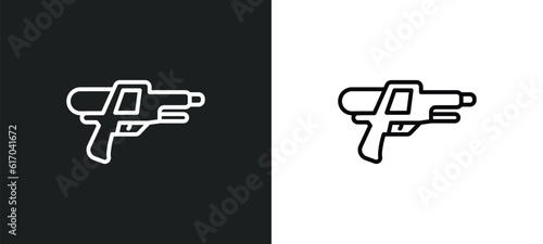 water gun line icon in white and black colors. water gun flat vector icon from water gun collection for web, mobile apps and ui.