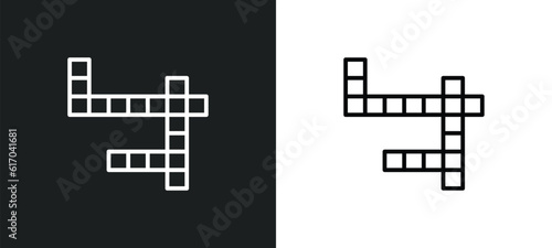 crossword line icon in white and black colors. crossword flat vector icon from crossword collection for web, mobile apps and ui.