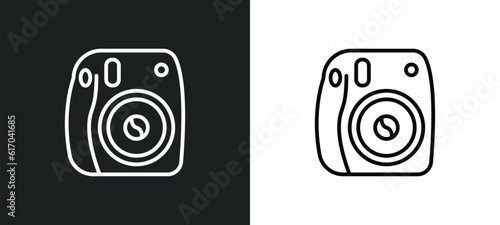 instant camera line icon in white and black colors. instant camera flat vector icon from instant camera collection for web, mobile apps and ui.