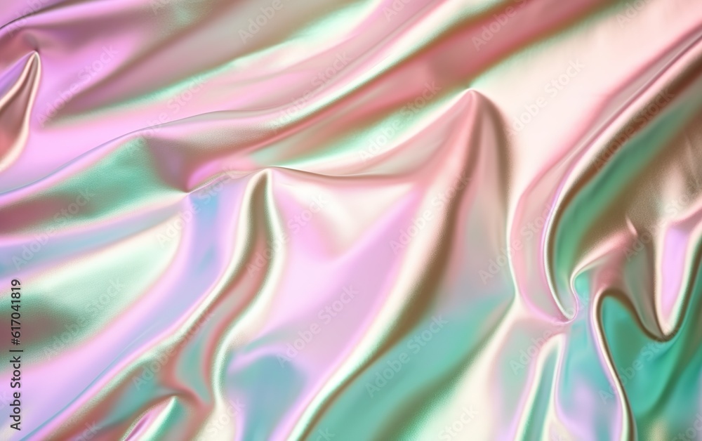 Obraz premium Rainbow foil silk background. AI, Generative AI