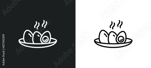 soy eggs line icon in white and black colors. soy eggs flat vector icon from soy eggs collection for web, mobile apps and ui.