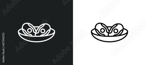 braised abalone line icon in white and black colors. braised abalone flat vector icon from braised abalone collection for web, mobile apps and ui.