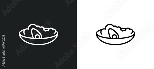 congee line icon in white and black colors. congee flat vector icon from congee collection for web, mobile apps and ui.