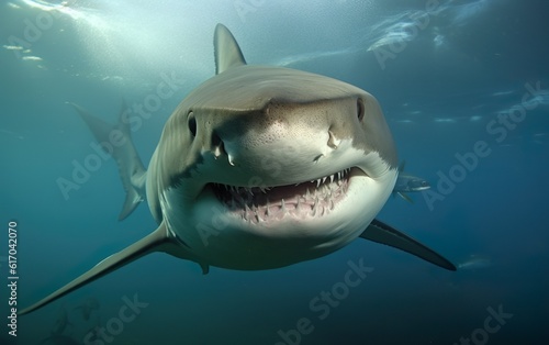 Great white shark in the ocean. AI  Generative AI