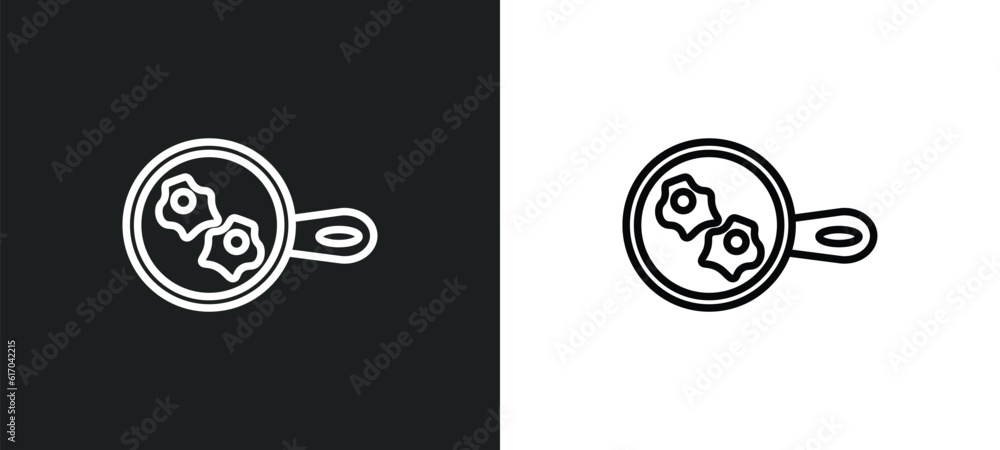 fried eggs line icon in white and black colors. fried eggs flat vector icon from fried eggs collection for web, mobile apps and ui. fried eggs line icon in white and black colors. fried eggs flat vector icon from fried eggs collection for web, mobile apps and ui.