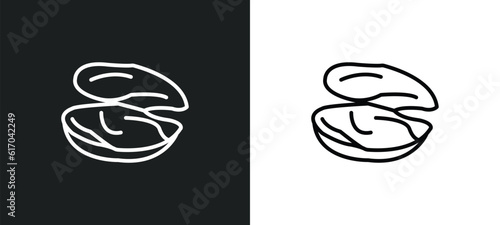 mussel line icon in white and black colors. mussel flat vector icon from mussel collection for web, mobile apps and ui.