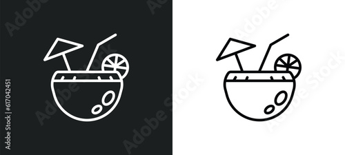 tropical drink line icon in white and black colors. tropical drink flat vector icon from tropical drink collection for web, mobile apps and ui.