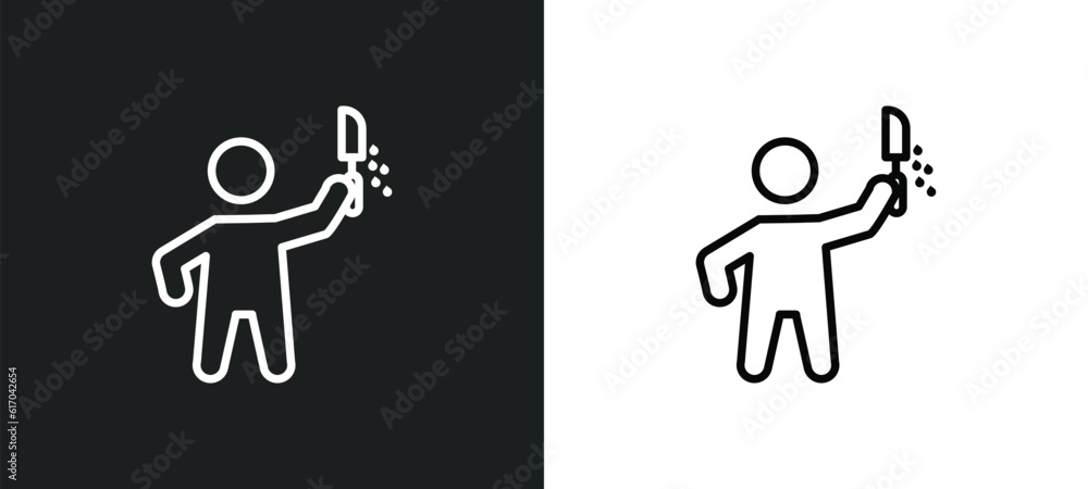 awful human line icon in white and black colors. awful human flat vector icon from awful human collection for web, mobile apps and ui.