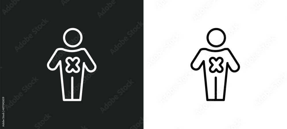 Fototapeta premium terrible human line icon in white and black colors. terrible human flat vector icon from terrible human collection for web, mobile apps and ui.
