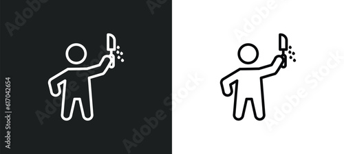 awful human line icon in white and black colors. awful human flat vector icon from awful human collection for web, mobile apps and ui.