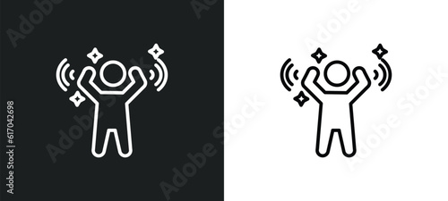 amazed human line icon in white and black colors. amazed human flat vector icon from amazed human collection for web, mobile apps and ui.